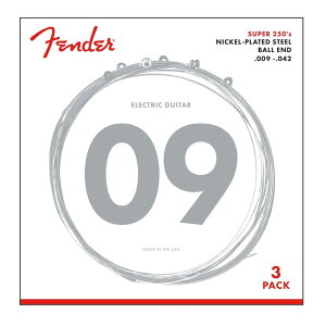 【送料無料】Fender フェンダー エレキギター弦 250 色:シルバー、サイズ:ライト(3パック)
