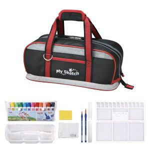 【送料無料】ぺんてる 絵の具セット 画材セット 色:【お片付けしやすいワイド設計バッグ】黒