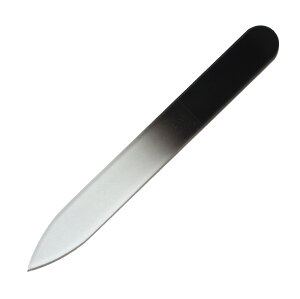 【送料無料】爪やすり チェコ の職人が仕上げた ガラス製 ネイルファイル 90mm 両面タイプ (透明ソフトケース入り) 色:ブラック、サイズ:1個 (x 1)