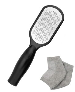 【送料無料】角質リムーバー&かかと保湿ソックスセット 角質取り フットケア ヤスリ 足 かかと削り 踵角質とり 足裏 タコ 魚の目 色:ブラック