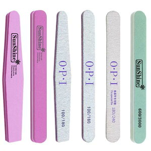 【送料無料】ネイルファイルセット プロネイルバッファー 爪やすり 爪磨き ジェルネイル用 180 240 100/180 180/240 600/3000グリット6本セット 色:カラフル