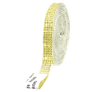 【送料無料】ラインストーンテープ 自粘着 キラキラ デコシール 長さ90cm DIY用 多列 幅4.5mm〜18mm NANDELMO 色:ライトイエロー、サイズ:9mm(4列)