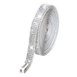 【送料無料】ラインストーンテープ 自粘着 キラキラ デコシール 長さ90cm DIY用 多列 幅4.5mm〜18mm NANDELMO 色:クリア、サイズ:9mm(4列)