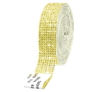 【送料無料】ラインストーンテープ 自粘着 キラキラ デコシール 長さ90cm DIY用 多列 幅4.5mm〜18mm NANDELMO 色:ライトイエロー、サイズ:18mm(8列)