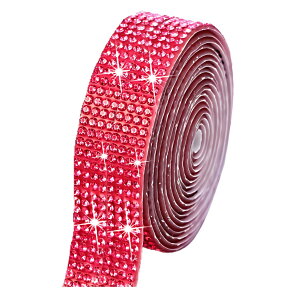 【送料無料】ラインストーンテープ 自粘着 キラキラ デコシール 長さ90cm DIY用 多列 幅4.5mm〜18mm NANDELMO 色:ローズピンク、サイズ:18mm(8列)