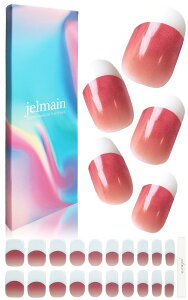 【送料無料】【1級ネイリスト推奨】フレンチネイル jelmain (ジェルマイン) ジェルネイルシール ネイルシール 硬化タイプ ジェルネイル 貼るだけ セルフネイル 簡単ネイル 秋 赤(フレンチ×グ