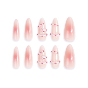 【送料無料】THCEVRLA手作り ネイルチップ ミディアム ロング アーモンド ピンクの3Dコーンヘビ 3D人気 ネイルシール つけ爪 かわいい 付け爪 納ボックス付き 10枚入 色:CJXR 03、サイズ:XS