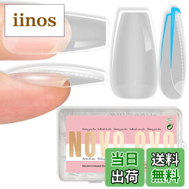【送料無料】NOVO OVO Medium Nail Tips ミディアムネイルチップ [並行輸入品] 色：Medium Coffin Clear Extra Thick 224_EU、サイズ：Medium