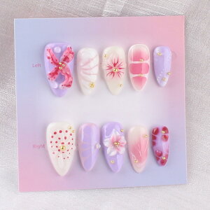 【送料無料】MZCMSL ネイル チップ 10枚入 手作り ネイルチップ ミディアム ネイル用品 春夏 ポイントチップ 色:マルチカラー、サイズ:S