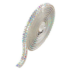 【送料無料】ラインストーンテープ 自粘着 キラキラ デコシール 長さ90cm DIY用 多列 幅4.5mm〜18mm NANDELMO 色:オーロラ、サイズ:4.5mm(2列)