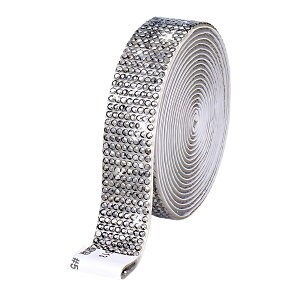 【送料無料】ラインストーンテープ 自粘着 キラキラ デコシール 長さ90cm DIY用 多列 幅4.5mm〜18mm NANDELMO 色:グレー、サイズ:18mm(8列)