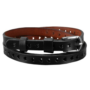 【送料無料】WHITE FANG(ホワイトファング) レザー ベルト ハート 細い おしゃれ かわいい カジュアル スーツ レディース BT247 色:05:ブラック、サイズ:サイズ