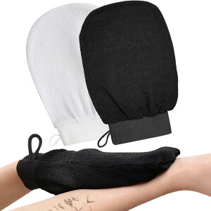 【送料無料】BOJIDO あかすり 垢すり タオル 垢擦りミトン あかすり 男女兼用 肌に優しく角質を取り、両面設計で血行促進・体臭ケア ツルすべ肌に導く 繰り返し使用可能(ホワイト+ブラック)