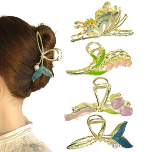 �y���������z�w�A�N���b�v 4�Z�b�g ���X �Ԍ` �o���X�N���b�v ������ �N���b�v �傫�߂������� �� ��������Ƃ܂� ���� �I�t�B�X ��l ������� ���C�o���X �w�A�A�N�Z�T���[ �F�F�S�[��