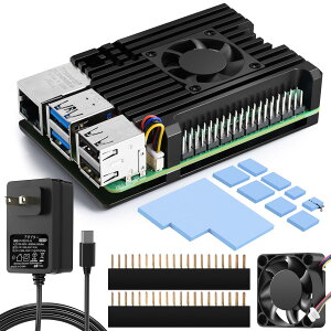 �y���������zSmraza Raspberry Pi 5 �A���~�P�[�X �����P�[�X+�q�[�g�V���N+��p�t�@�� �p�b�V�u��p 5v5a PD 27W USB-C (Type C�j�d���t�� (���Y�p�C5�{�̊܂݂܂���j