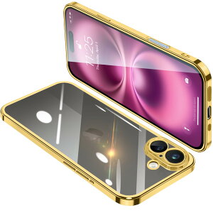 �y���������ziPhone16 Plus �P�[�X �N���A �A�C�t�H��16Plus �J�o�[ ���� �X�}�z�P�[�X �ϏՌ� �y�� ���b�L���H TPU ���^ �X�g���b�v�z�[���t�� ����~�� �����h�~ 6.7�C���`�i�S�[���h�j