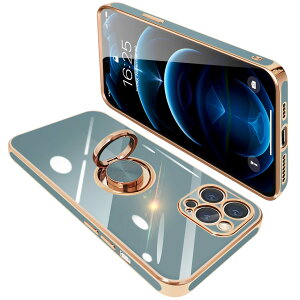 �y���������ziPhone12 Pro Max �P�[�X �����O�t�� �A�C�t�H��12promax �����O �J�o�[ �ϏՌ� TPU ���b�L���H 360°��] �X�^���h�@�\ �ԍڃz���_�[ �X�g���b�v�z�[���t�� 6.7�C���`�i�O���[�j