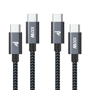 �y���������z�y2�{�Z�b�g 1m+1m�zRAMPOW USB C �P�[�u�� PD3.0�Ή� 100W/5A �������[�d USB-C & USB-C �P�[�u�� �f�[�^�]�� �f���h�~ ���ϋv�i�C���� iPhone16/iPhone15�V���[�Y�[�d�P�[�u�� MacbookPro/iPad Pro&Air/G