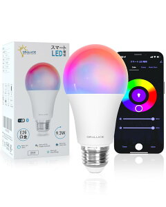 �y���������zORALUCE �X�}�[�g LED�d�� E26 60W���� �������F �X�}�[�g���C�g �}���`�J���[ 1600���FRGB �����F���d���F Alexa/Google Home�Ή� �n�u�s�v ���u���� �戵�������t 1�� LDA9F-E26