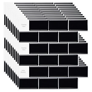 �y���������zMORCART �^�C���V�[�� �L�b�`�� �ϔM �h�� ���ʏ� �g�C�� DIY �Ƌ��A�C�e���̑��� �^�C���V�[�g �ǎ��V�[�� 3D �����C�N�V�[�g (30x30cm, 10��, �k���u���b�N)