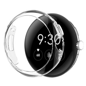 �y���������zYUGYUG �Ή� Google Pixel Watch 3 �P�[�X PC�f�� ����t���[�� Google Pixel Watch 3 �J�o�[ �����^ �����ߗ� ��d�\�� ���ʕی� �Ռ��h�~ �t����������Ȃ��^�C�v(45mm,�N���A)
