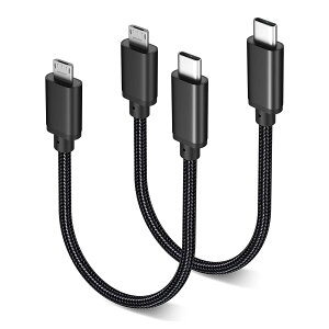 �y���������zType C Micro USB �P�[�u�� 0.3m 2�{�Z�b�gPopolier (USB C to micro) OTG�P�[�u�� 2.4A�o�� �^�C�vC �}�C�N�� �^�C�vB �[�d�P�[�u�� USB2.0 �f�[�^�]�� Android�X�}�z �ȂǂɑΉ� (�u���b�N)
