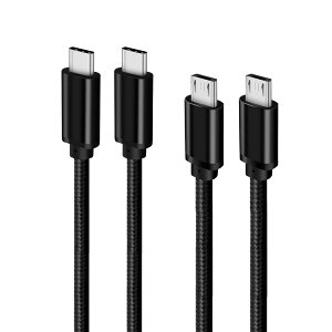 �y���������zType C Micro USB �P�[�u�� 1m 2�{�Z�b�g Popolier (USB C to micro) OTG�P�[�u�� 2.4A�o�� �^�C�vC �}�C�N�� �^�C�vB �[�d�P�[�u�� USB2.0 �f�[�^�]�� Android�X�}�z �ȂǂɑΉ� (�u���b�N)