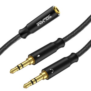 �y���������zSOLMIMI �C���z���E�}�C�N�����P�[�u�� 25cm 4��(���X)��3��(�I�X)×2 3.5mm�I�[�f�B�I�ϊ��P�[�u�� 4�� 3�� �ϊ� �P�[�u���ʘb ���� PVC+�N���X�^���i�C�����ґg �f�X�N�g�b�v�p�\�R��/