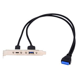 �y���������zxiwai �f���A���|�[�g USB 3.0 & USB-C Type-C ���X - 19/20 �s���w�b�_�[���� 5Gbps �f�[�^ PCI-E �o�b�N�p�l���P�[�u�� �R���s���[�^�}�U�[�{�[�h�p 50cm