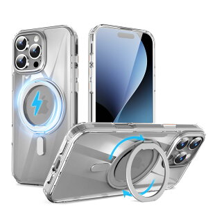 【送料無料】QUEASON 互換品 スマホケース【iPhone 16Pro 用 MagSafe対応 ケース】360°回転スタンド ワイヤレス充電対応 iphone 16 pro 用 ケース リング付き 米軍MIL規格 いphone16pro 用 ケース 超強磁力 落