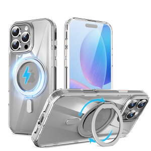 【送料無料】QUEASON 互換品 スマホケース【iPhone 16ProMax 用 MagSafe対応 ケース】360°回転スタンド ワイヤレス充電対応 iphone 16 pro max 用 ケース リング付き 米軍MIL規格 いphone16pro max 用 ケース 超