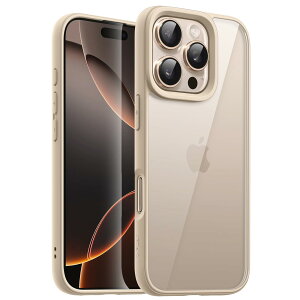 【送料無料】JETech iPhone 16 Pro 6.3インチ用 ケース 耐衝撃スマホバンパーカバー ソリッドカラー マットTPUフレーム 傷つけ防止 クリアバック (デザートチタニウム)