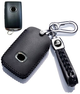 【送料無料】(yoshinari) マツダ2 マツダ 3用 CX-30 CX-60 CX-3 CX-5 CX-8 ロードスター MX-30 マツダ6 本革 スマート キーケース キーカバー キーホルダー (黒)