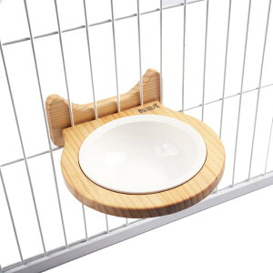 【送料無料】【ペットボウル 犬 猫 子犬 子猫】ペットケージに装着 一つ陶器ボウル付き 高さ調節可能 竹製 フード ボウル 猫 ご飯皿 お皿 取り外し可能 洗いやすい 餌入れ皿 給水 腰 首 負担