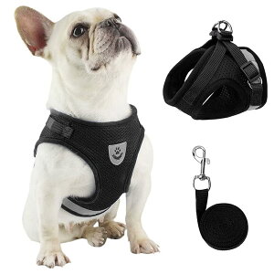 【送料無料】NC メッシュ 犬用 ハーネス 胴輪 反射材料付き リード セット 超小型犬 小型犬 子犬 猫 散歩/訓練/お出掛 ペット はーねす 安全 抜けない 軽量 調節可能 通気性が