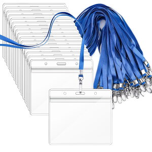 【送料無料】【idカードホルダー】Segarty ネームホルダー 名札 25枚入れ 横型 青い 吊り下げ名札 社員証 透明色名札ケース カードホルダー 首掛け 両面用 ネックストラップ カード 通学通勤