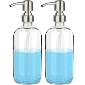 【送料無料】ARKTEK ガラス シャンプディスペンサー キッチン洗剤詰め替えボトル 食器用洗剤デイスペンサー 液体(500 ML)2個セット