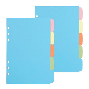 【送料無料】BLOOPIC A5 仕切カード 6穴 インデックスシート 5山 2組 カラーペーパー ノート用 仕切りカード 学習 オフィス用品 手帳 ジャーナル バインダー対応 横版 約21*15.2cm (A5)