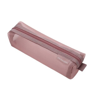 【送料無料】Copeflap ペンケース メッシュ 筆箱 シンプル 透明 大容量 ファスナー シースルー (ピンク)