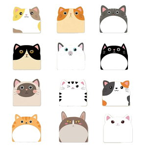 【送料無料】DFsucces 付箋 12個セット 合計360枚 可愛い動物型 強粘着 メモ用紙 ズ付箋セット 勉強 仕事 メッセージシール 漫画メモステッカー 文房具