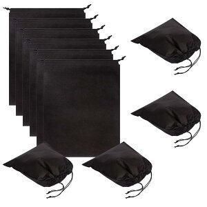 【送料無料】SANJAOYEE 不織布 袋 巾着袋 巾着ポーチ 10枚入り 黒色 通気性 柔らかい 埃除け 靴 バッグ 衣替え 引っ越し 収納バッグ 保管袋 保護袋 カバー シューズバッグ カバン/靴/衣類などの