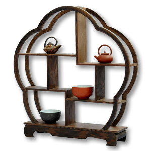 【送料無料】VICHE CATT 中国 茶器 香炉 盆栽 花瓶 台 棚 花台 木製 和風 モダン アンティーク ディスプレイ ウッド ラック 家具 オブジェ (花形)