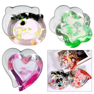 【送料無料】Voyyphixa トレイ シリコンモールド コースター ハート 花 熊 3種類セット 小物入れ 小物置き 置き皿 DIY 手作り レジン UVレジン エポキシ樹脂 粘土 アクセサリー ジュエリー 収納用