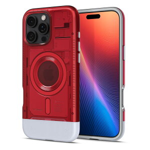 【送料無料】Spigen iPhone 16 Pro ケース MagSafe対応 マグネット搭載 米軍MIL規格 クラシック・C1・マグフィット ACS08154 (ルビー)