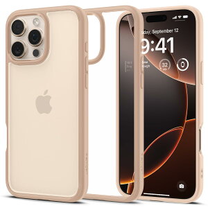 【送料無料】Spigen iPhone 16 Pro Max ケース クリア ストラップホール 米軍MIL規格 バンパー 耐衝撃 ウルトラ・ハイブリッド ACS08688 (ローズ・チタニウム)