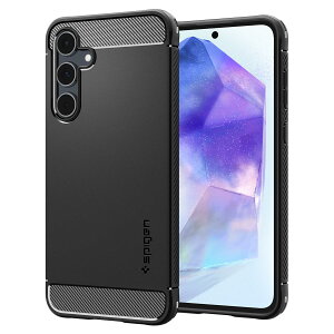 【送料無料】Spigen Galaxy A55 5G ケース 耐衝撃 衝撃吸収 傷防止 米軍MIL規格取得 マット感 持ちやすい ラギッド・アーマー ACS07500 (マット・ブラック)