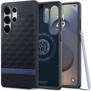 �y���������zSpigen Galaxy S25 Ultra �P�[�X Magfit�Ή� ���̃n�j�J���p�^�[�� �ϏՌ� �O���b�v �p�����b�N�X�E�}�O�t�B�b�g ACS09054 (�l�C�r�[�E�o�C�I���b�g)