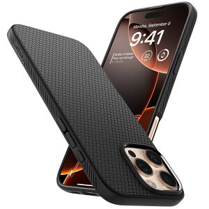 【送料無料】Spigen 【創業18年の技術力】iPhone 16 Pro Max ケース 米軍MIL規格 ストラップホール マット TPU バンパー 耐衝撃 リキッド・エア ACS07988 (マット・ブラック)