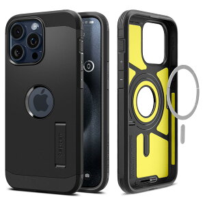 【送料無料】Spigen 【創業18年の技術力】 iPhone 15 Pro Max ケース Magsafe対応 スタンド付き 米軍MIL規格 タフ・アーマー・マグフィット ACS06594 (ブラック)