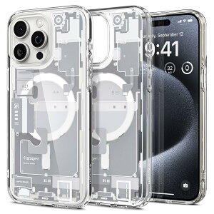 【送料無料】Spigen 【創業18年の技術力】 iPhone 15 Pro Max ケース クリア MagSafe対応 米軍MIL規格 ウルトラ・ハイブリッド・マグフィット ACS07034 (ゼロ・ワン・ホワイト)